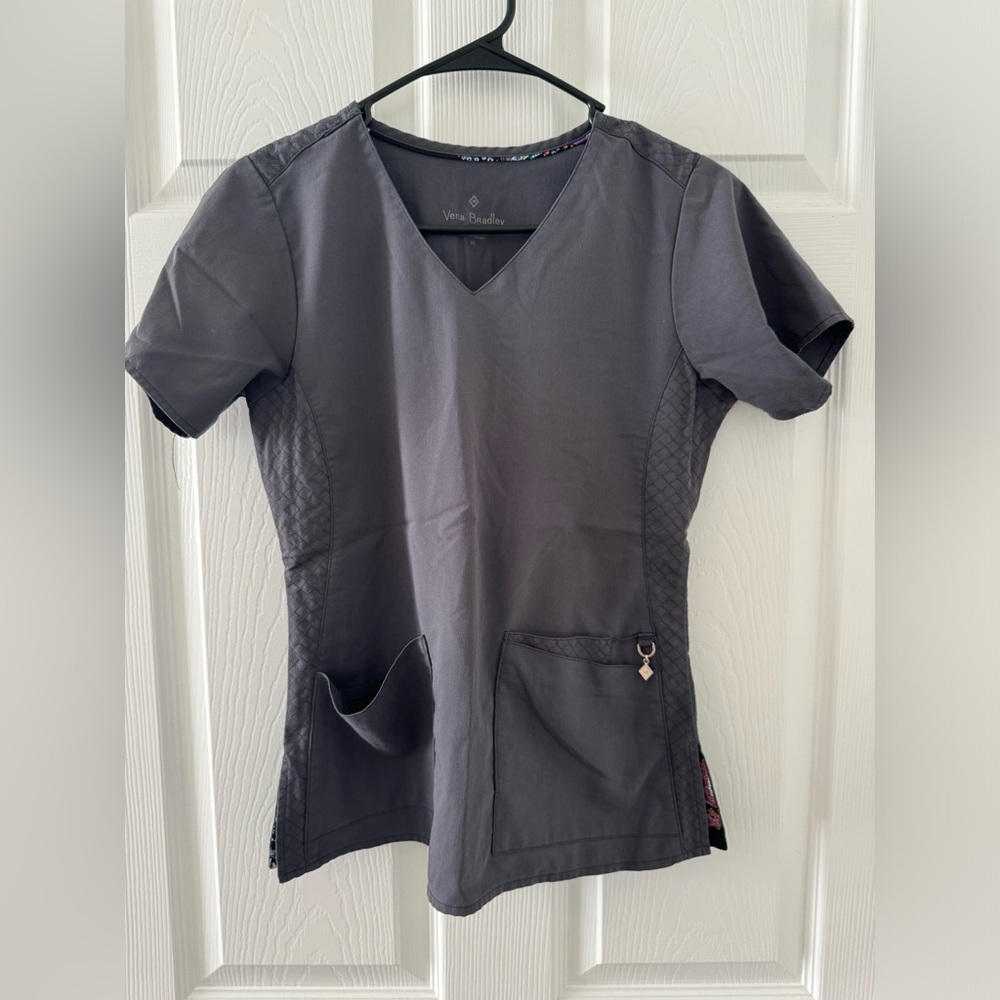 Vera Bradley scrub top and bottom. Both in XS. Dark grey. Lightly worn.